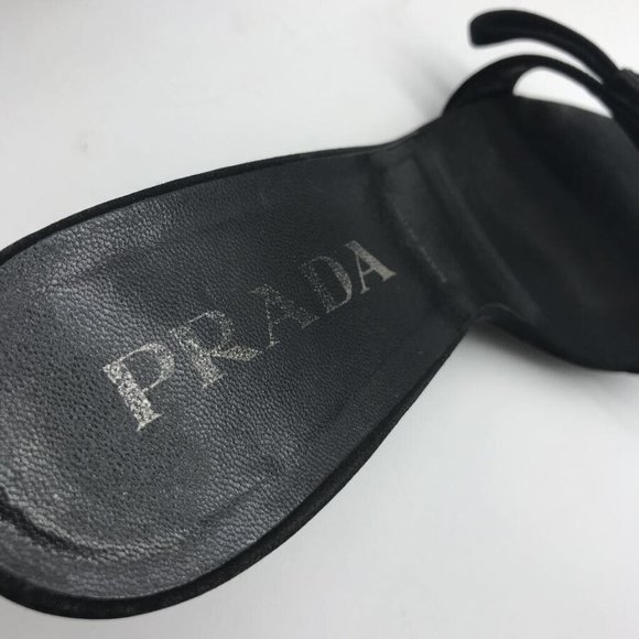 Prada Black Pom-Pom Slide Heels - Picture 7 of 7